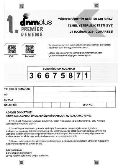 TYT Premier 5 Deneme Seti SegaCopy Fotokopi Merkezi