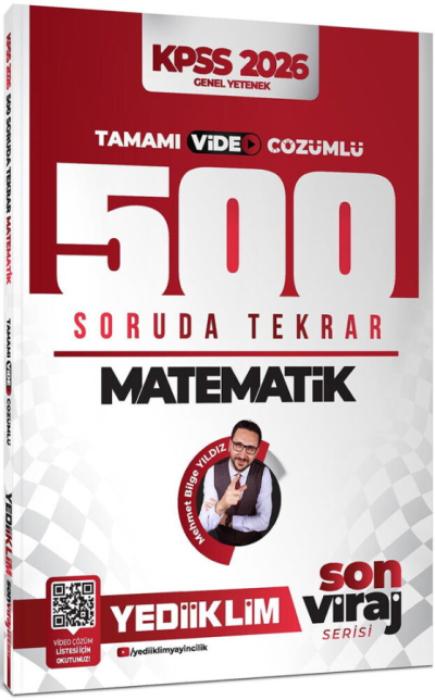 2026 KPSS Matematik Son Viraj Serisi Tamamı Video Çözümlü 500 Soruda Genel Tekrar Kampı Yediiklim Yayınları SegaCopy Fotokopi Merkezi
