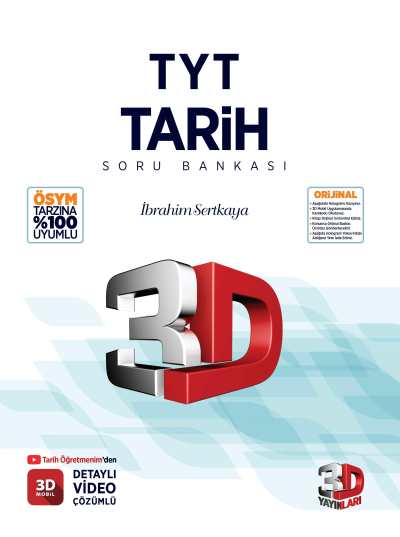 2025 TYT 3D Tarih Tamamı Video Çözümlü Soru Bankası SegaCopy Fotokopi Merkezi