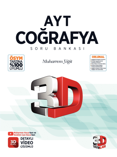 AYT 3D Coğrafya Tamamı Video Çözümlü Soru Bankası 3D Yayınları