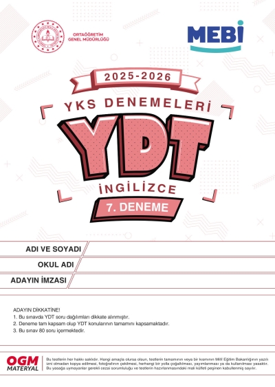 MEBİ YKS Denemeleri YDT 7. Deneme