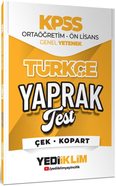 2026 KPSS Ortaöğretim-Önlisans Türkçe Çek Kopart Yaprak Test Yediiklim Yayınları SegaCopy Fotokopi Merkezi