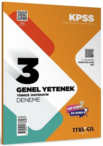 KPSS Türkçe Matematik Genel Yetenek Video Çözümlü 3 Deneme Sınavı Marka Yayınları SegaCopy Fotokopi Merkezi