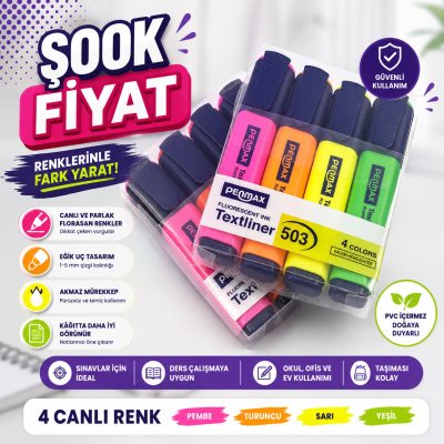 PENMAX 4 RENK FOSFORLU KALEM SegaCopy Fotokopi Merkezi