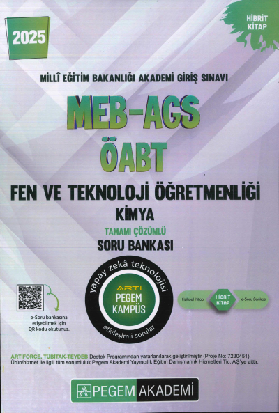 2025 MEB-AGS-ÖABT Fen ve Teknoloji Öğretmenliği Kimya Tamamı Çözümlü Soru Bankas Pegem Akademi Yayıncılık SegaCopy Fotokopi Merkezi