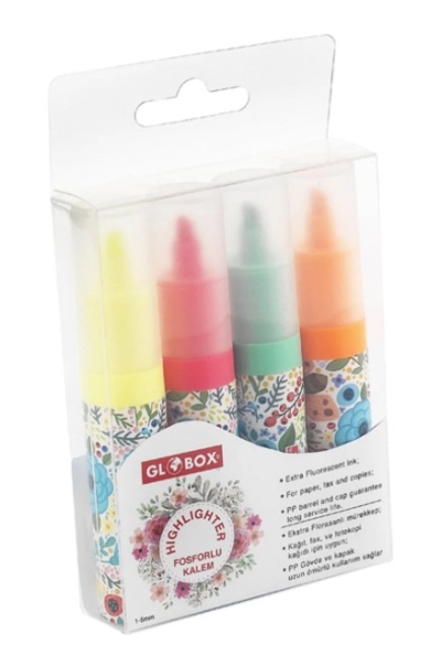 Globox Fosforlu Kalem Baskılı 4 Lü Set SegaCopy Fotokopi Merkezi