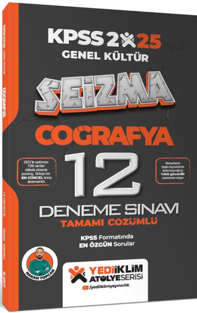 2025 KPSS Coğrafya Genel Kültür Atölye Serisi Seizma Tamamı Çözümlü 12 Deneme Sınavı Yediiklim Yayınları SegaCopy Fotokopi Merkezi