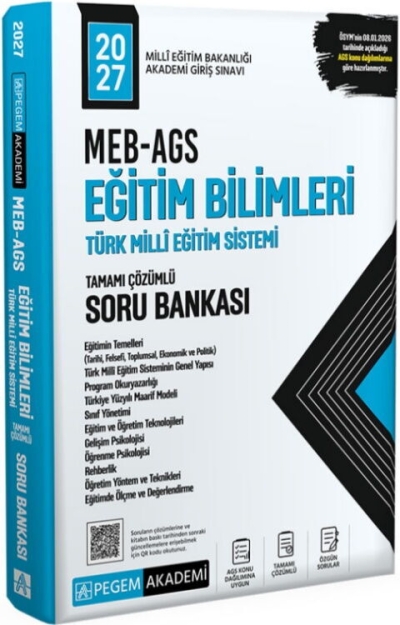 MEB AGS Eğitim Bilimleri ve Türk Millî Eğitim Sistemi Soru Bankası Pegem Yayınları