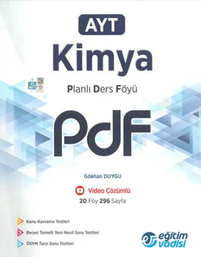 AYT Kimya Planlı Ders Föyü PDF Eğitim Vadisi Yayınları SegaCopy Fotokopi Merkezi