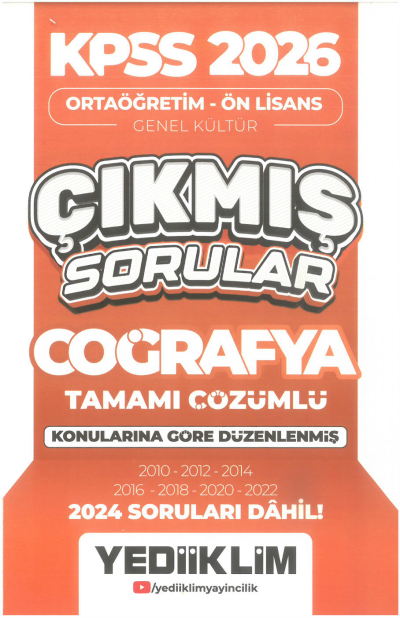 2026 KPSS Ortaöğretim-Önlisans Coğrafya Konularına Göre Çıkmış Sorular(2024 soruları dahil) Yediiklim Yayınları SegaCopy Fotokopi Merkezi