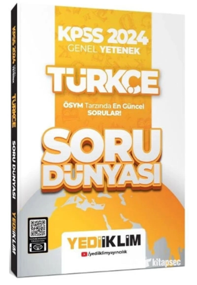 2024 KPSS Türkçe Soru Dünyası Soru Bankası Çözümlü Yediiklim Yayınları SegaCopy Fotokopi Merkezi