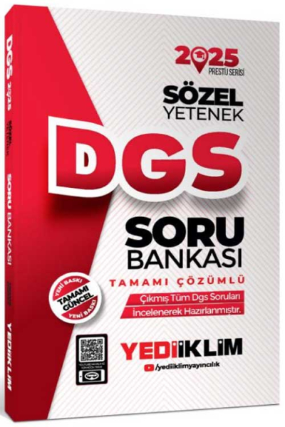 2025 DGS Sözel Yetenek Tamamı Çözümlü Soru Bankası Yediiklim Yayınları SegaCopy Fotokopi Merkezi