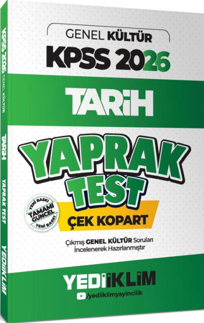2026 KPSS Genel Kültür Tarih Çek Kopart Yaprak Test Yediiklim Yayınları SegaCopy Fotokopi Merkezi
