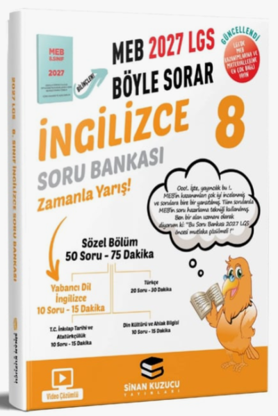 2027 8. Sınıf LGS İngilizce Soru Bankası Sinan Kuzucu Yayınları SegaCopy Fotokopi Merkezi