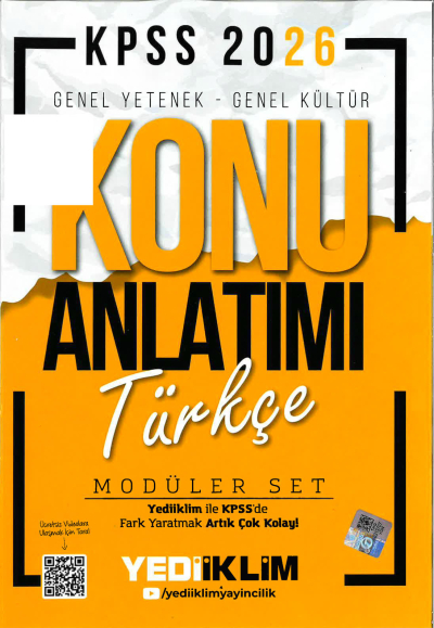 TÜRKÇE Yediiklim 2026 KPSS Genel Yetenek Genel Kültür Konu Anlatımı Modüler Yediiklim Yayınları