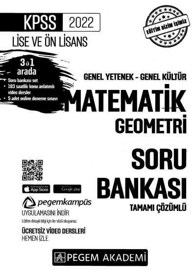2022 KPSS LİSE VE ÖNLİSANS MATEMATİK GEOMETRİ SORU BANKASI