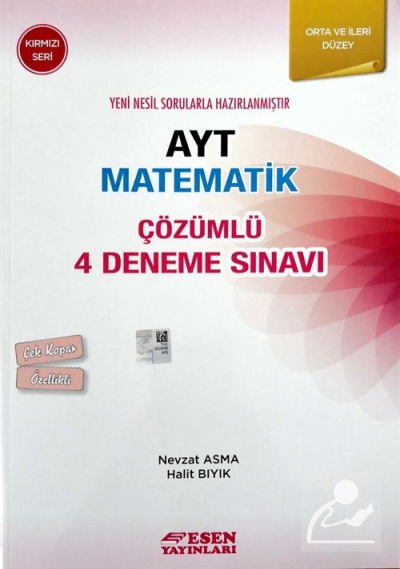AYT Matematik Çözümlü 4 Deneme Sınavı Kırmızı Seri Esen Yayınları SegaCopy Fotokopi Merkezi