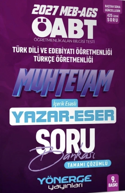 ÖABT MEB-AGS Türk Dili Edebiyatı Türkçe Öğretmenliği Muhtevam Yazar Eser Soru Bankası Çözümlü Yönerge Yayınları SegaCopy Fotokopi Merkezi