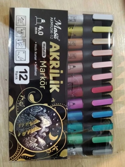 Masis AKRİLİK METALİK MARKÖRÜ 12 Lİ AKM925K-12 SegaCopy Fotokopi Merkezi