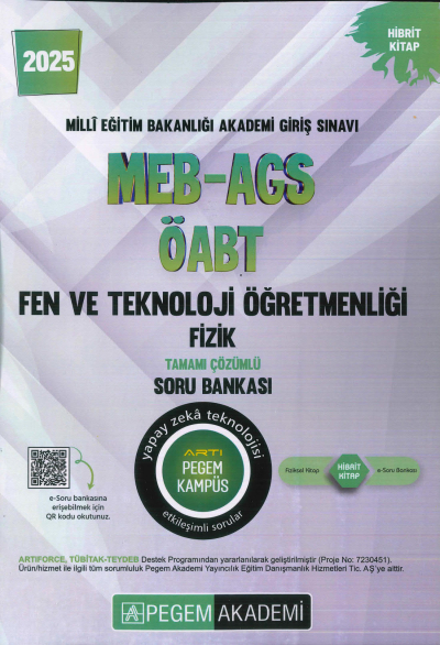 2025 MEB-AGS-ÖABT Fen ve Teknoloji Öğretmenliği Fizik Tamamı Çözümlü Soru Bankas Pegem Akademi Yayıncılık SegaCopy Fotokopi Merkezi
