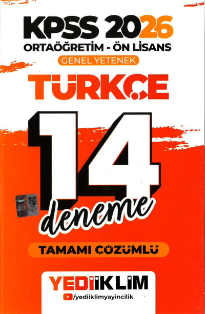 2026 KPSS Ortaöğretim Ön Lisans Genel Yetenek Türkçe Tamamı Çözümlü 14 Deneme Yediiklim Yayınları SegaCopy Fotokopi Merkezi