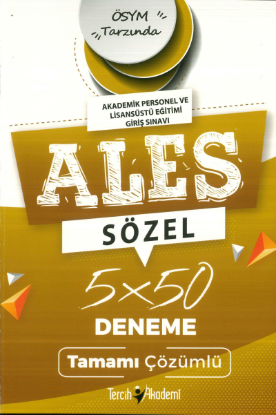 ALES Sözel 5 x 50 Tamamı Çözümlü Deneme Sınavı Tercih Akademi