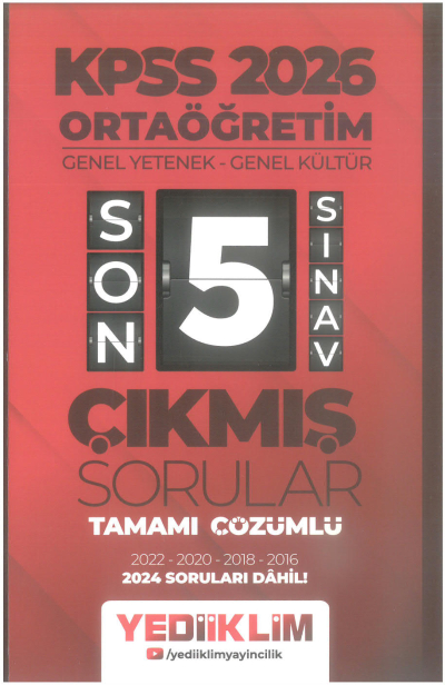 2026 Ortaöğretim Genel Yetenek - Genel Kültür Tamamı Çözümlü Son 5 Sınav Çıkmış Sorular 2024 Soruları Dahil Yediiklim Yayınları SegaCopy Fotokopi Merkezi