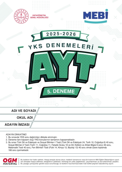 MEBİ YKS Denemeleri AYT 5. Deneme