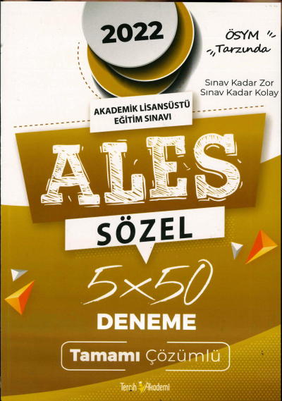 ALES SÖZEL 5x50 TAMAMI ÇÖZÜMLÜ DENEME SegaCopy Fotokopi Merkezi