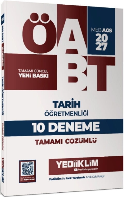 MEB AGS ÖABT Tarih Öğretmenliği Tamamı Çözümlü 10 Deneme Yediiklim Yayınları