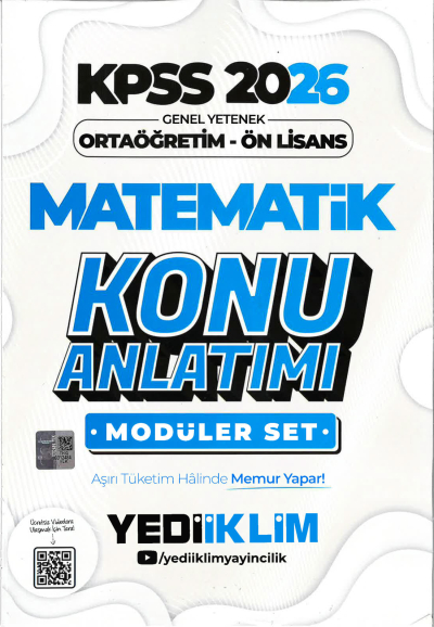 2026 KPSS Lise Ortaöğretim Ön Lisans Konu Anlatımlı Modüler MATEMATİK Yediiklim Yayınları