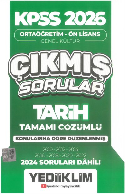 2026 KPSS Ortaöğretim-Önlisans Tarih Konularına Göre Çıkmış Sorular(2024 soruları dahil) Yediiklim Yayınları SegaCopy Fotokopi Merkezi