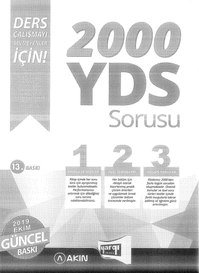 2000 YDS SORUSU 2019 EKİM GÜNCEL BASKI (AKIN DİL YARGI YAYINLARI ORTAK BASIM) SegaCopy Fotokopi Merkezi