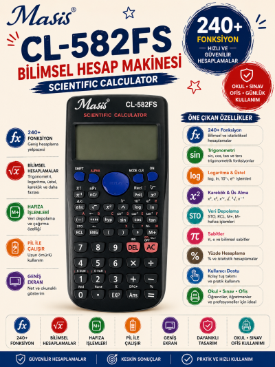 Masis CL-582FS Bilimsel Hesap Makinesi SegaCopy Fotokopi Merkezi