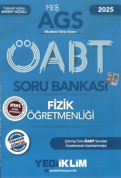 2025 MEB AGS ÖABT Fizik Öğretmenliği Soru Bankası Yediiklim Yayınları SegaCopy Fotokopi Merkezi