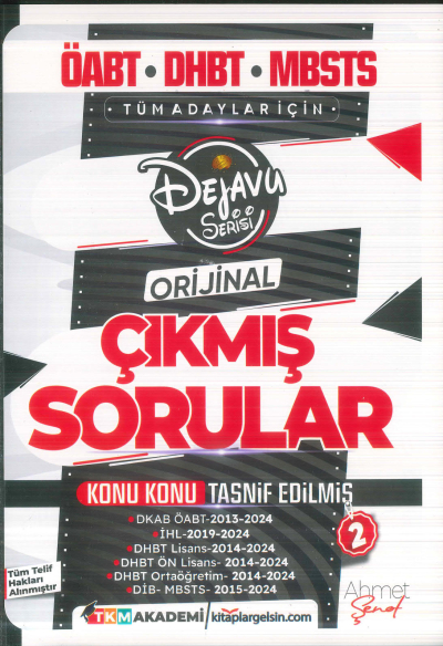 2025 ÖABT DHBT MBSTS Din Kültürü ve Ahlak Bilgisi Dejavu Orijinal Çıkmış Sorular Seti 2. Kitap TKM Akademi SegaCopy Fotokopi Merkezi