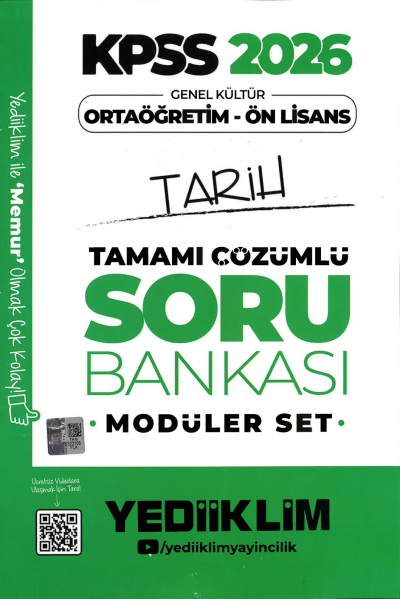 2026 KPSS Lise Ortaöğretim Ön Lisans Soru Bankası Çözümlü Modüler TARİH Yediiklim Yayınları SegaCopy Fotokopi Merkezi