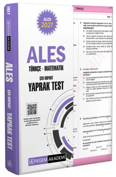2027 ALES Türkçe Matematik Yaprak Test Pegem Akademi SegaCopy Fotokopi Merkezi