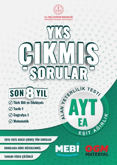 YKS Çıkmış Sorular AYT Eşit Ağırlık Son 8 Yıl (2018-205) MEB OGM SegaCopy Fotokopi Merkezi