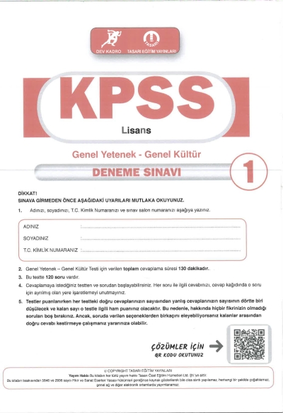 KPSS TG Deneme (1-2-3-4) Tasarı Yayınları SegaCopy Fotokopi Merkezi